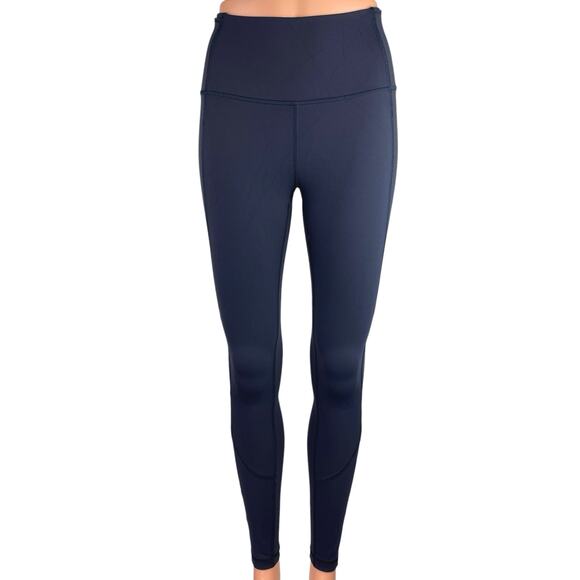 Lululemon Navy Blue Mid Rise Activewear Fitness Yoga Workout Tight Leggings Sz S - Picture 1 of 4